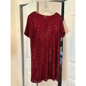 Vince Camuto Burgundy Sequin Holiday Party‎ Dress Size L